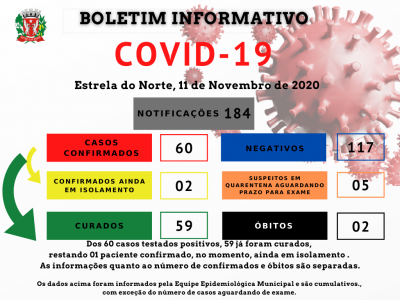 COVID-19 - BOLETIM ATUALIZADO DE 11 DE NOVEMBRO DE 2020