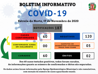 COVID-19 - BOLETIM ATUALIZADO DE 17 DE NOVEMBRO DE 2020